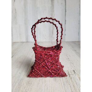 Vintage purse bag red shopping ornament Xmas